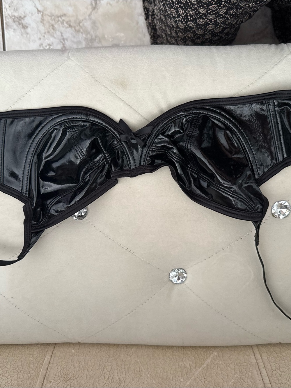 Black Patent Bandeau Bikini Top